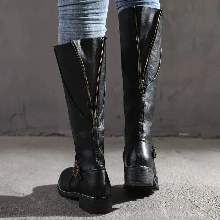 Women's Zip Tall Winter Leather Boots