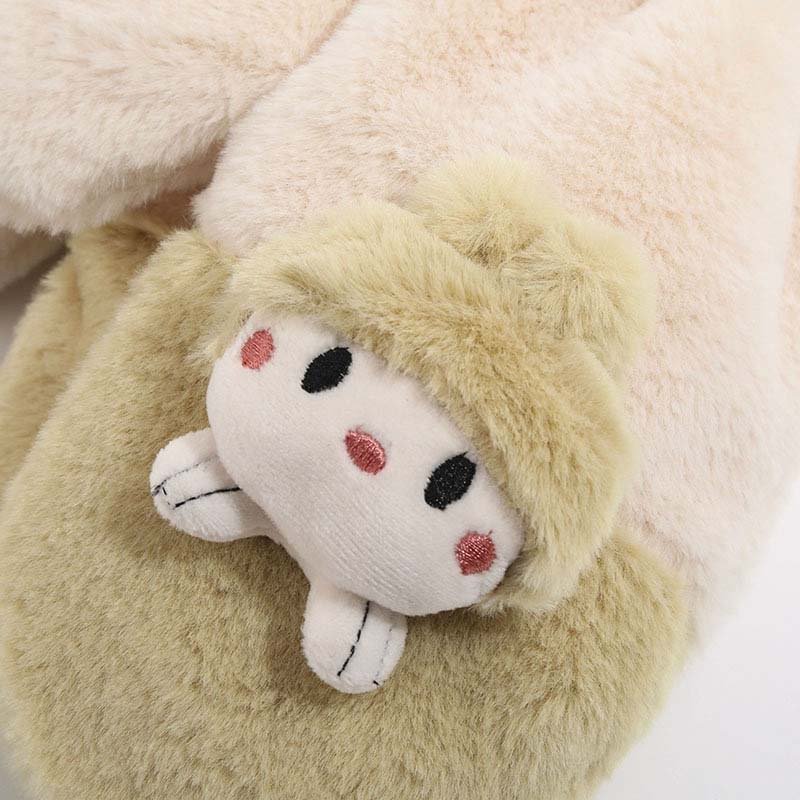 Letclo™ 2021 Autumn And Winter New Style Hanging Neck Thickened Warm Plush Cartoon Mittens letclo Letclo