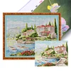 (US Only)Full Embroidery Eco-cotton Thread 11CT Printed Lake Como Cross Stitch 66x55cm