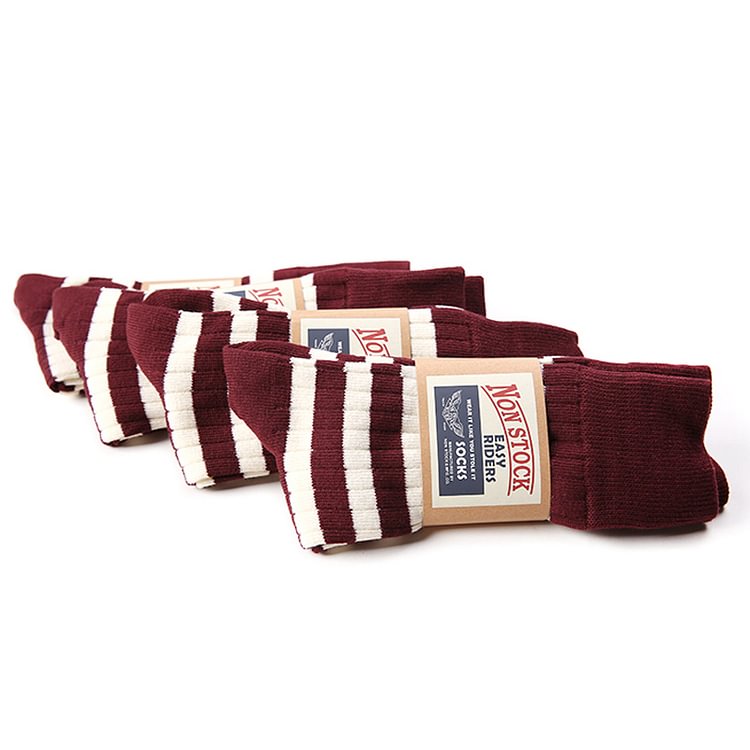 Retro Striped Cotton Motorcycle Mid-top Thickened Socks