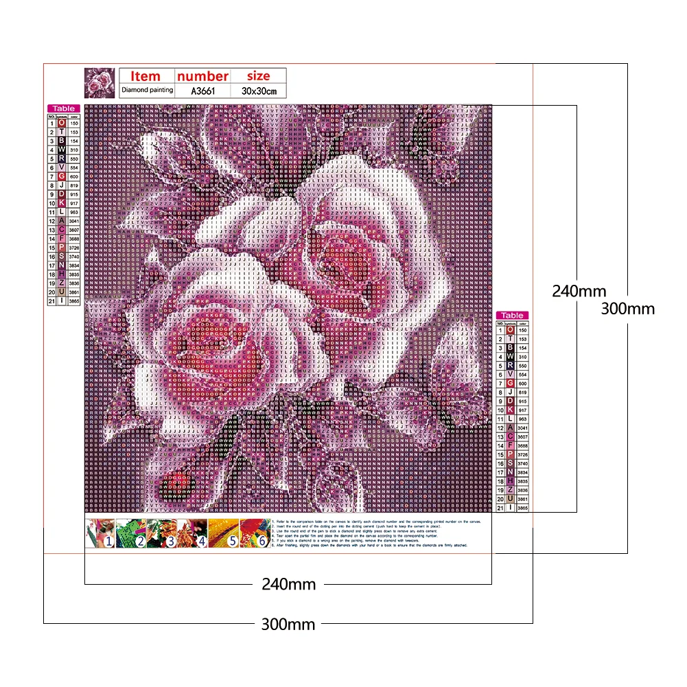 Diamond Painting - Full Round Drill - Pink Rose(30*30cm)