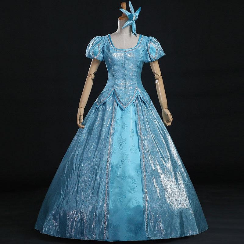 Disney The Little Mermaid Ariel Princess Blue Dress Cosplay Costume