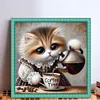 Kitten Pouring Coffee-11CT Stamped Cross Stitch 40*40cm/15.75*15.75in tapestrymarket