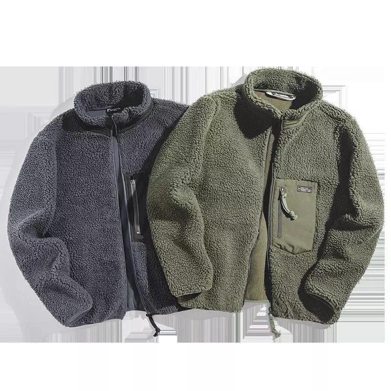 Polar Fleece Men's Jacket Fall Winter Mountain Tooling Mix and Match Wind Pure Color Wild Outdoor Casual Jackets Casual
