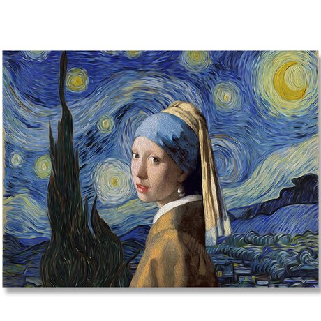 Funny Character Canvas Paintings Blue Starry Van Gogh Driving and Mona Lisa Posters and Prints  Portrait Pictures Wall Art Decor