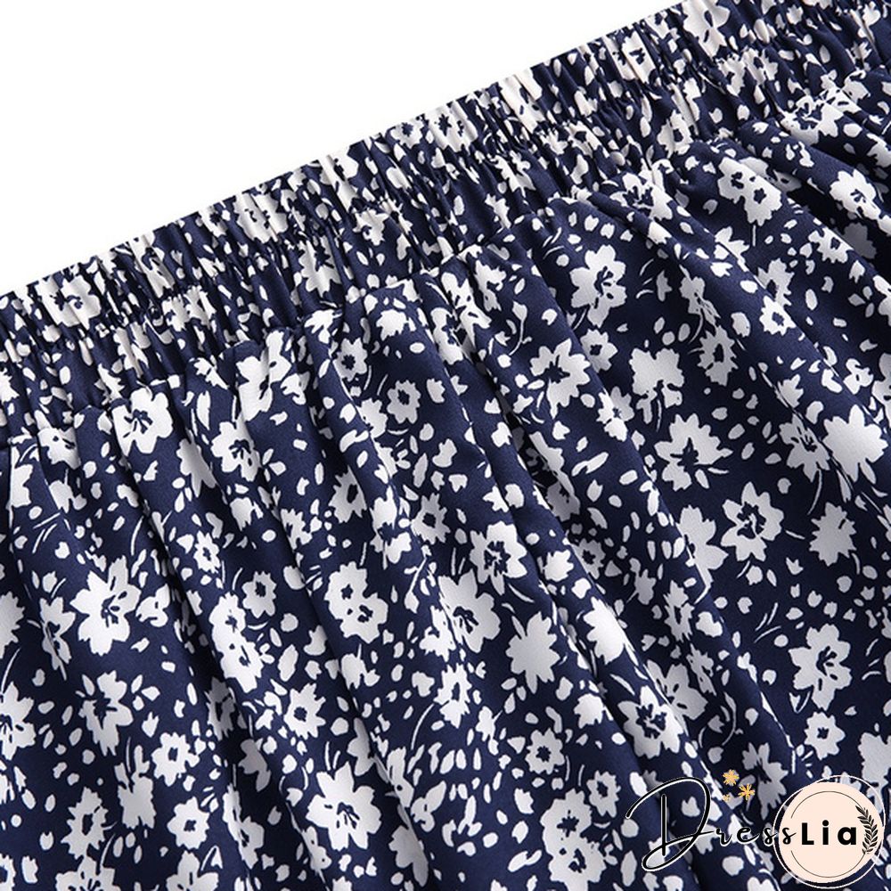 Women Elegant Floral Skirt A-Line Holiday Casual Loose Long Skirts