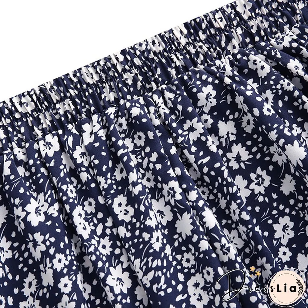 Women Elegant Floral Skirt A-Line Holiday Casual Loose Long Skirts