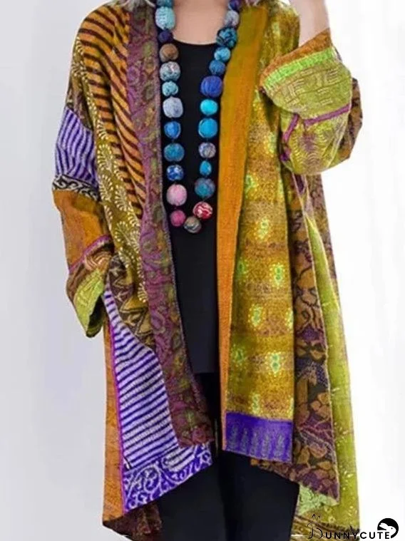 Loose Ethnic Style Long-sleeved Printed Cardigan