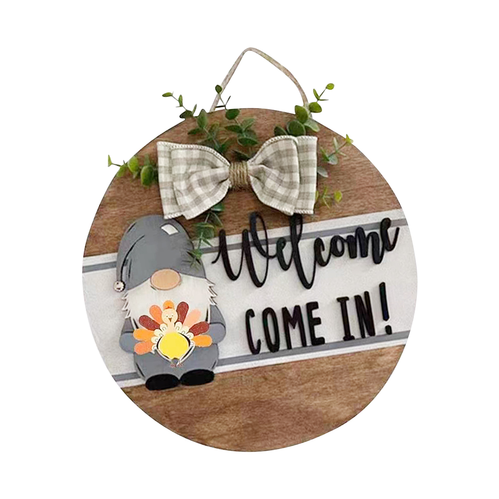 

Gnome Replaceable Welcome Wooden Sign Front Porch Home Garden Wall Pendant, 501 Original