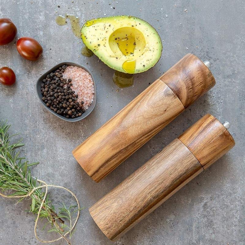 Acacia + Ceramic Salt and Pepper Grinders