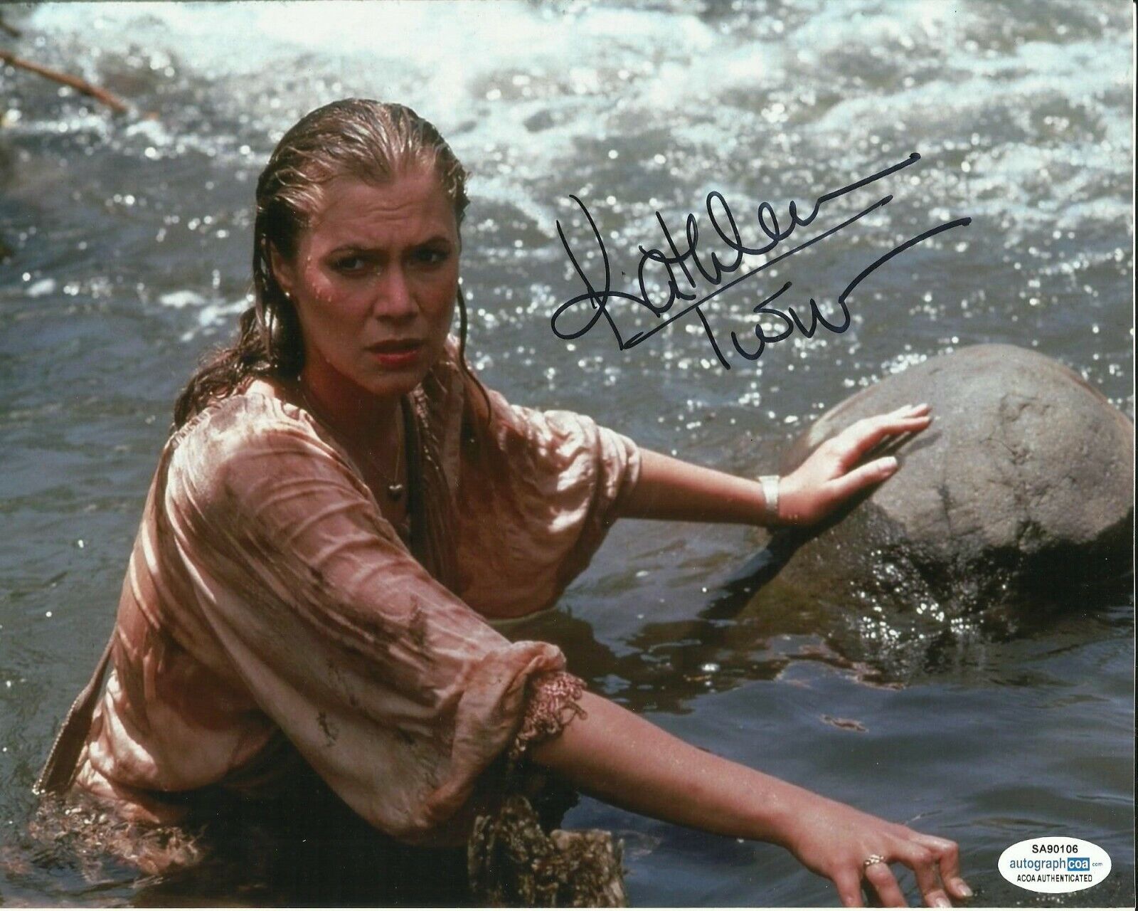 KATHLEEN TURNER SIGNED ROMANCING THE STONE Photo Poster painting UACC REG 242 (2) ALSO ACOA CERT