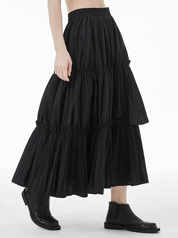 Vintage Pleats High-Waisted Split-Joint Skirt