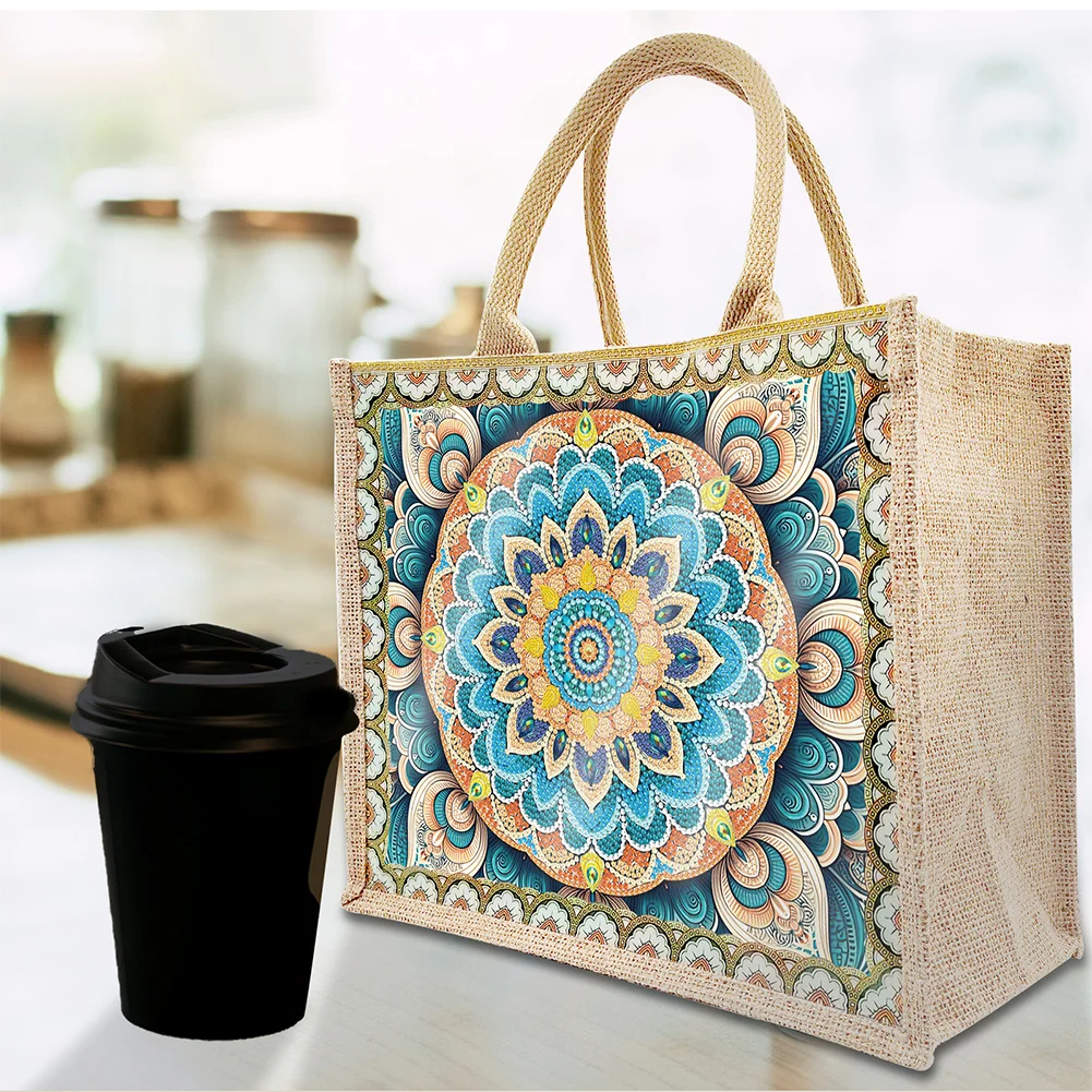 [Upgrade - Waterproof Bag]DIY Mandala Diamond Painting Tote Bag Replaceable Canvas for Women Adults