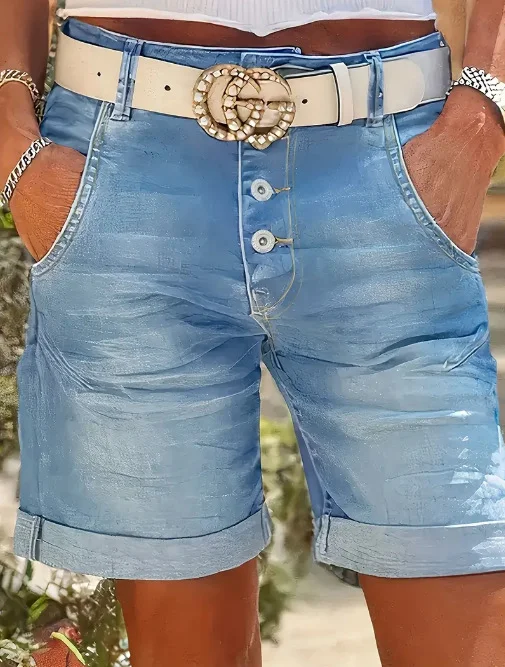 Women's Elastic High-waisted Denim Jeans Short Jeans Summer Jeans