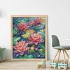 Water Lily Full Stamped Cross Stitch 14CT 2-Strand 33x41cm Backstitch