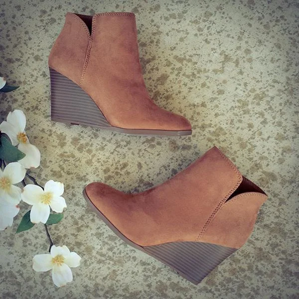 Side Slit Wedge Booties