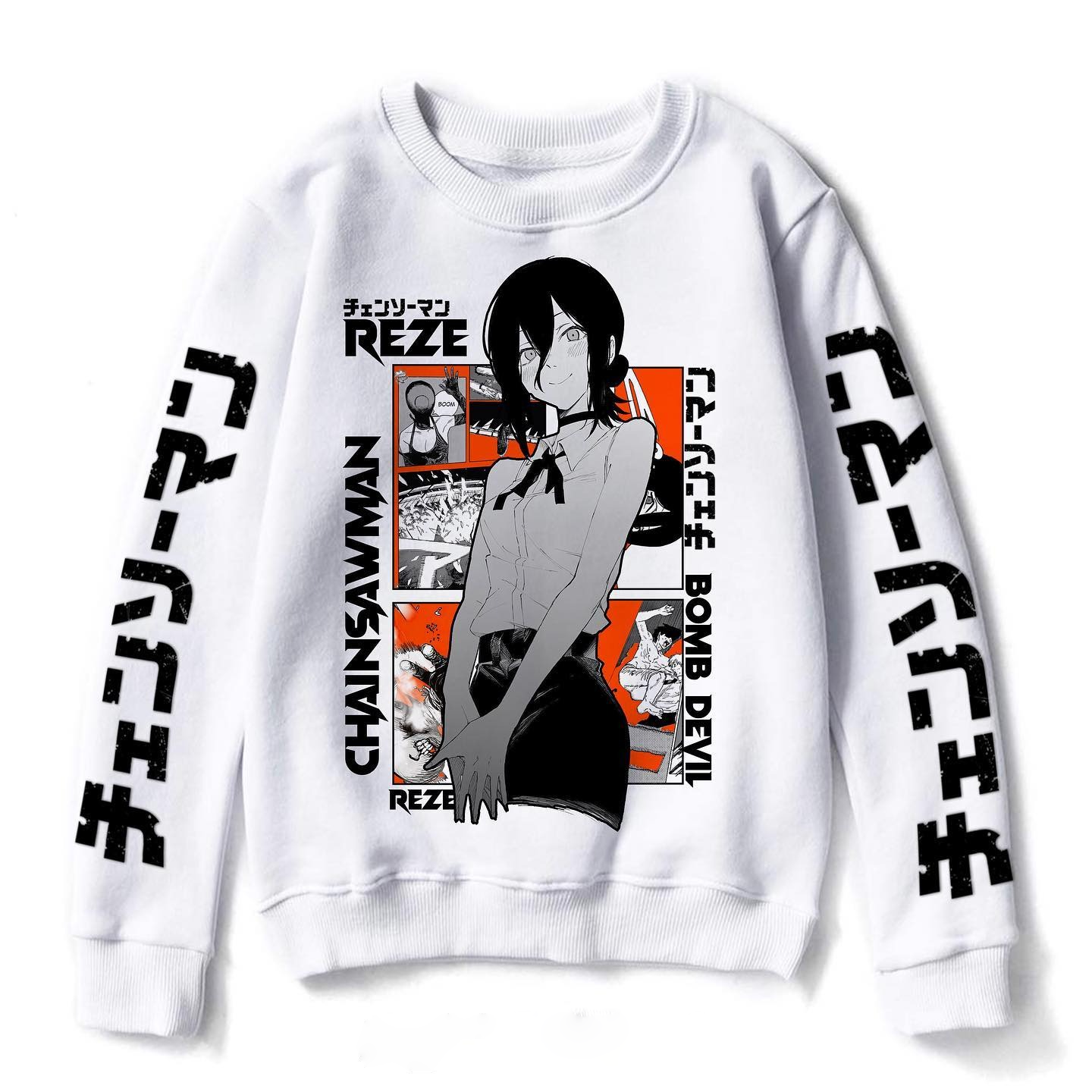 Chainsaw Man Cotton Unisex Crew Neck Anime Sweatshirt