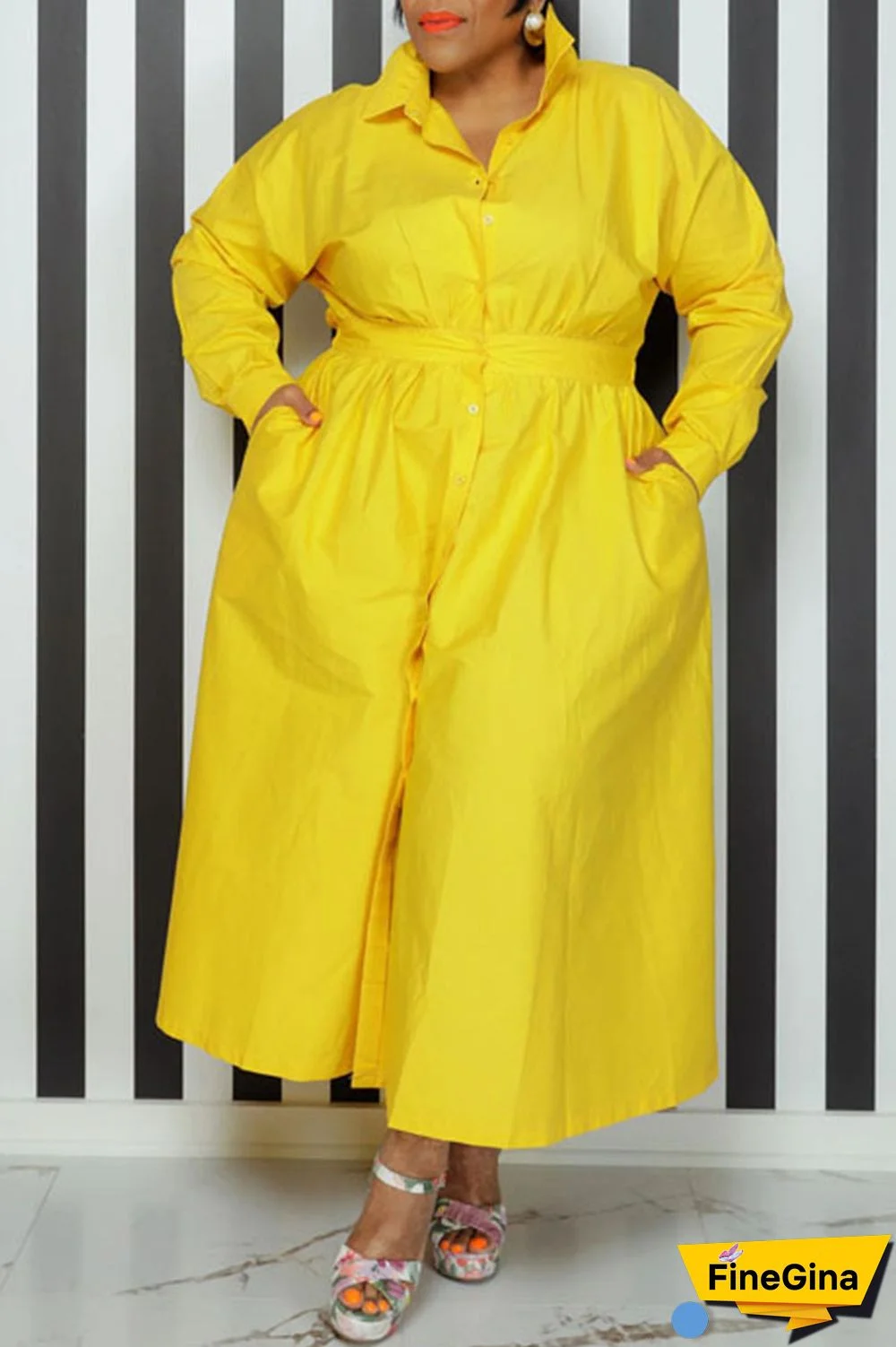 Black Casual Solid Patchwork Buckle Turndown Collar Shirt Dress Plus Size Dresses