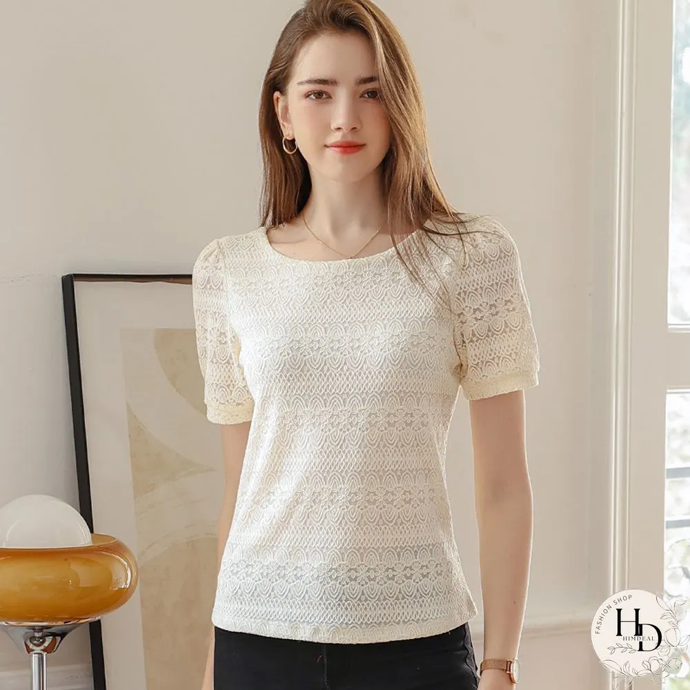 Bobokateer Short Sleeve Woman Tshirts O-Neck Tee Shirt Femme Lace Tops For Women Summer
