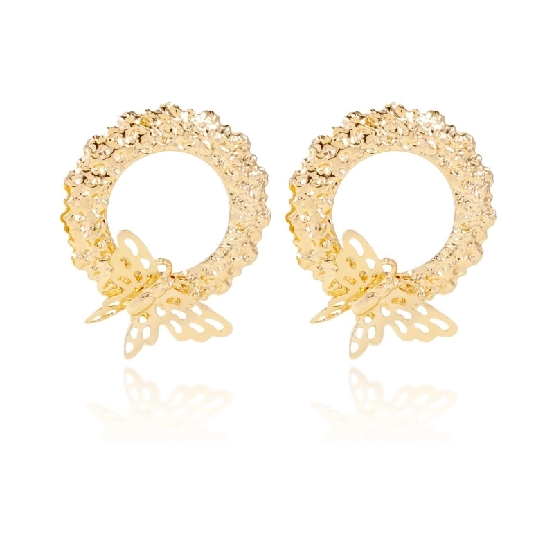 1 Pair Elegant Exaggerated Oversized Butterfly Iron Gold Plated Ear Studs