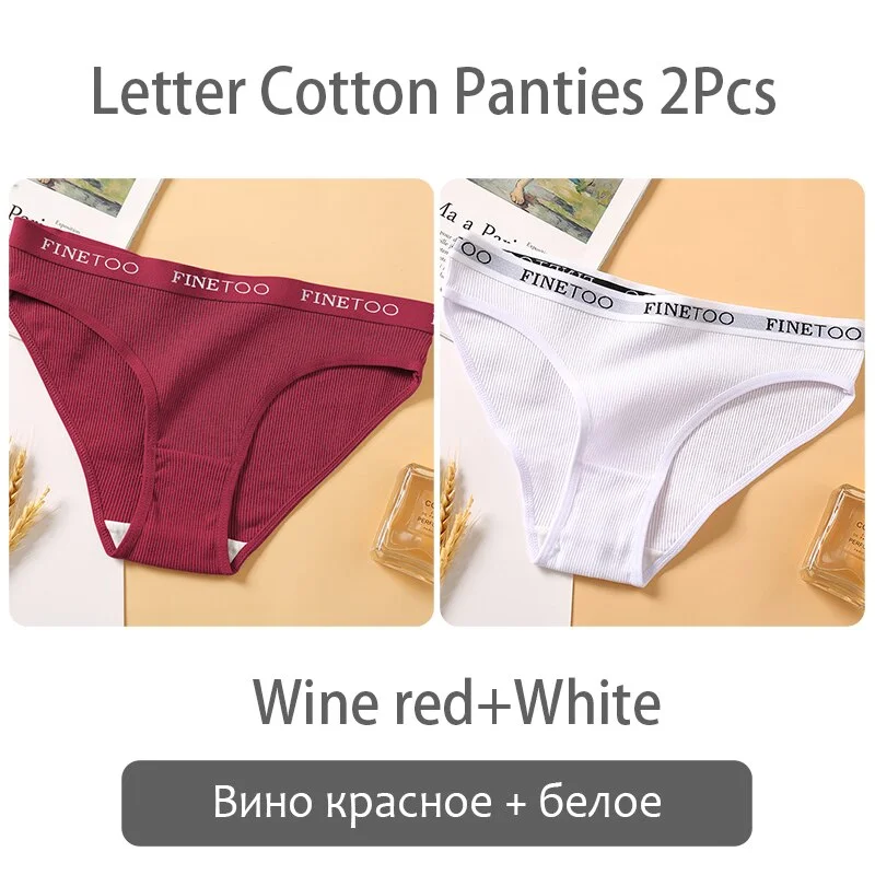 FINETOO New M-2XL Women Underpants Custom Letter Panties Breathable Cotton Underwear Ladies Briefs Casual Panty Female Lingerie