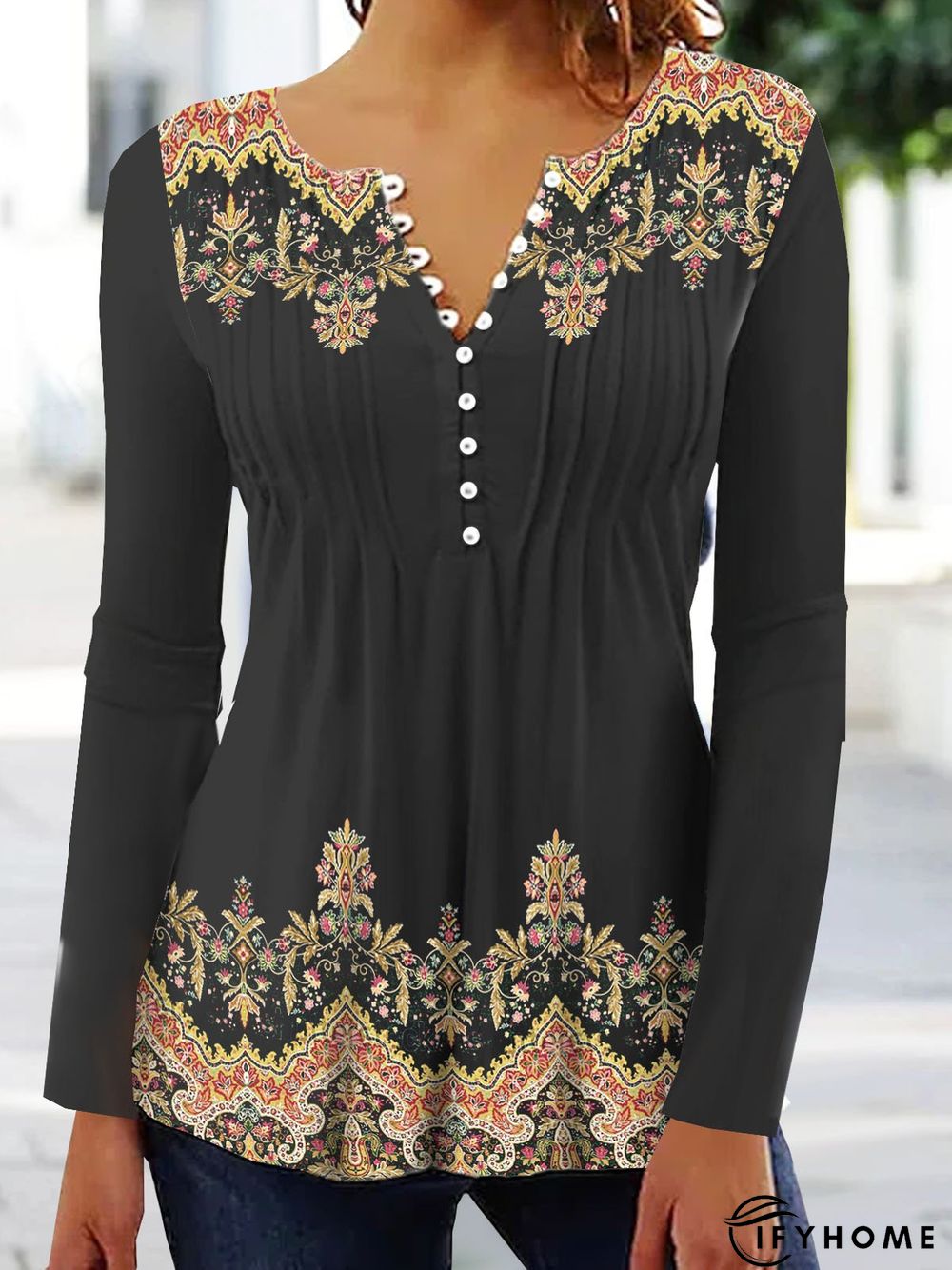 Jersey Casual Ethnic Printed Tunic Top | IFYHOME