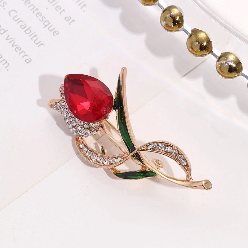 Retro Pin Flower Artificial Gemstones Alloy Unisex Brooches