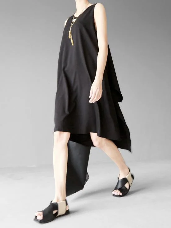 Original Asymmetric Design Tiered Sleeveless Dress