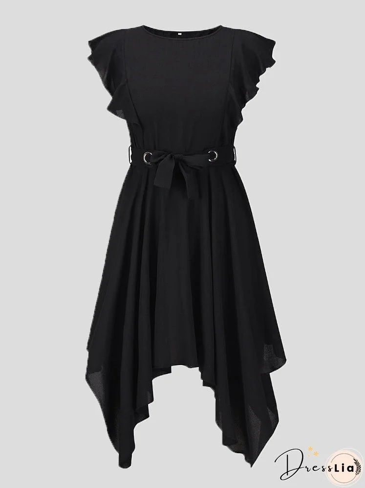 Dresses Slim Belt Irregular Ruffle Sleeve Dress for Women