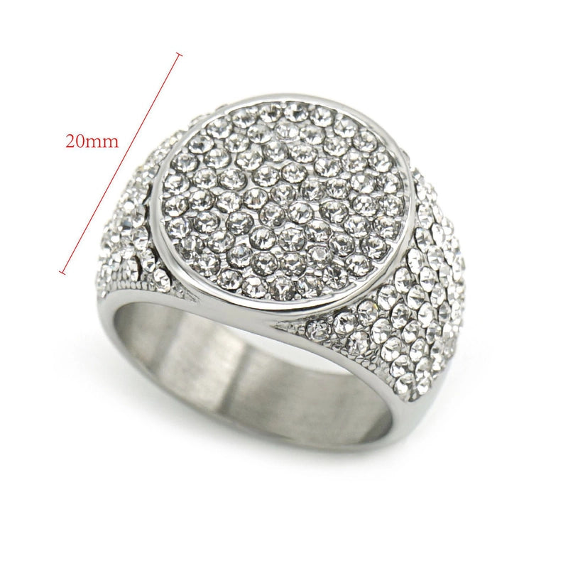 Hip-Hop Geometric 316 Stainless Steel Inlay Rhinestones Gold Plated Men’s Rings