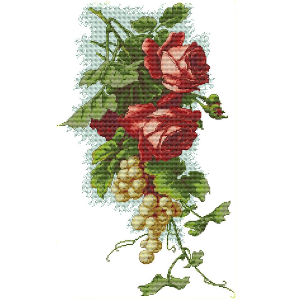 

Grapes And Roses - 14CT Stamped Cross Stitch - 51*33cm, 501 Original