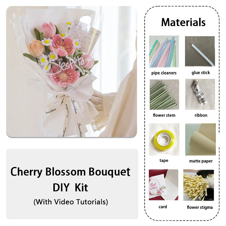 DIY Pipe Cleaners Kit - Cherry Blossom Bouquet