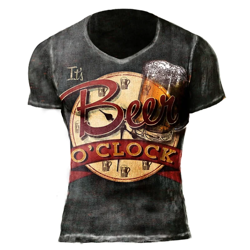 Beer oclock Mens vintage print T-shirt / [viawink] /
