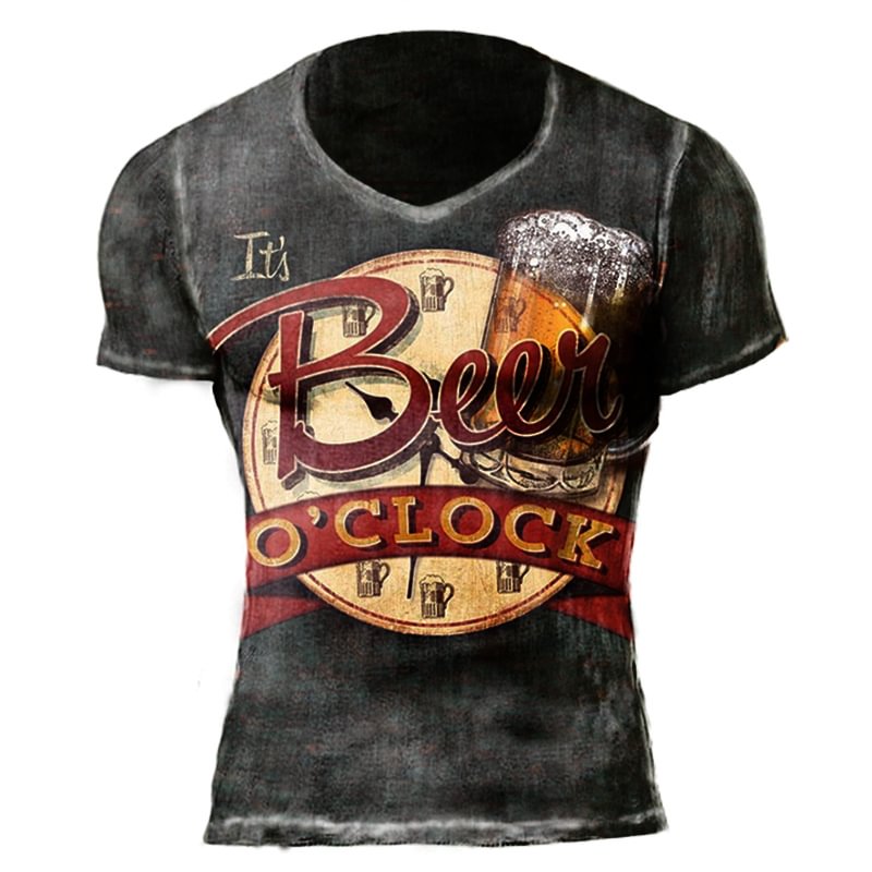 Beer oclock Mens vintage print T-shirt / [viawink] /