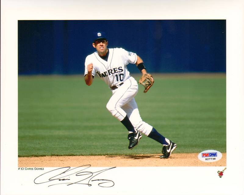 Chris Gomez Signed Padres Baseball 8x10 Photo Poster painting PSA/DNA COA 1998 Picture Autograph