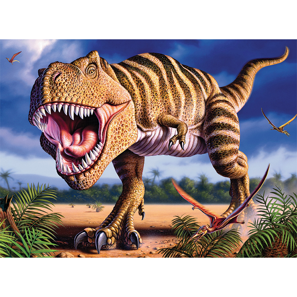 

40*30CM - Round Drill Diamond Painting - T.Rex Dinosaur, 501 Original