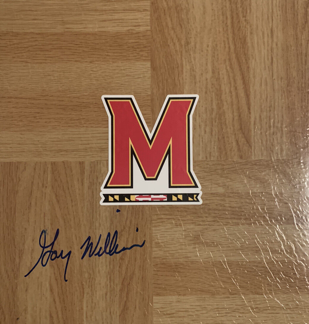 GARY WILLIAMS SIGNED 12x12 FLOORBOARD MARYLAND TERAPINS COACH AUTOGRAPHED COA