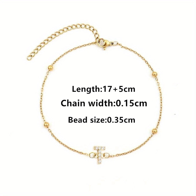 Elegant Minimalist Letter 201 Stainless Steel 304 Stainless Steel Zircon Bracelets In Bulk
