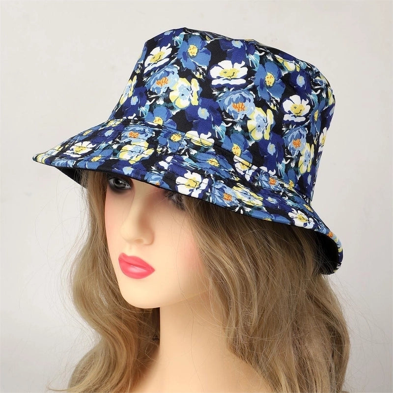 Women's Hawaiian Beach Flower Printing Big Eaves Bucket Hat2