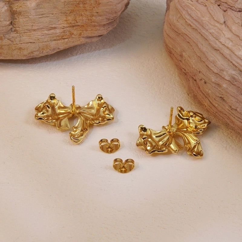 1 Pair Casual Princess Sweet Bow Knot 304 Stainless Steel Imitation Gold  Ear Studs