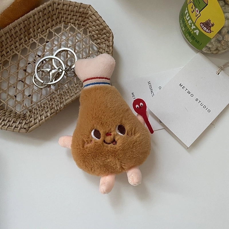 Cute Hamburger French Fries Plush Women’s Bag Pendant Keychain