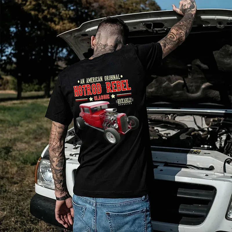 AN AMERICAN ORIGINAL HOT ROD REBEL Classic Car Print Men's T-shirt