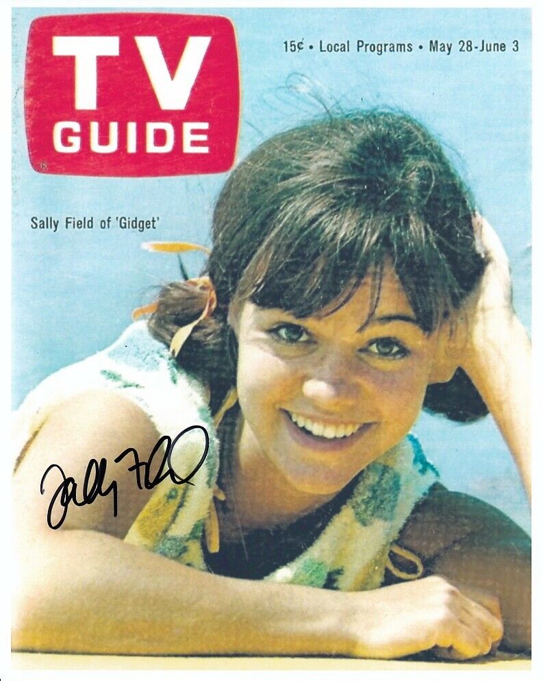 SALLY FIELD hand-signed GIDGET color 8x10 authentic w/ coa TV GUIDE COVER POSE