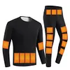 30 Areas USB Electric Heated Underwear Long Johns Heating Jacket (Black XL)