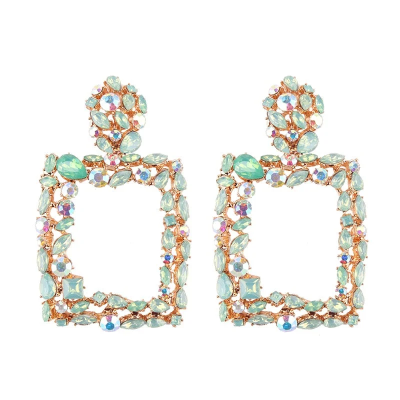 Dvacaman New Designs Crystal Square Drop Earrings for Women 2019 Fashion Rhinestone Statement Earrings Dangle Wedding Jewelry