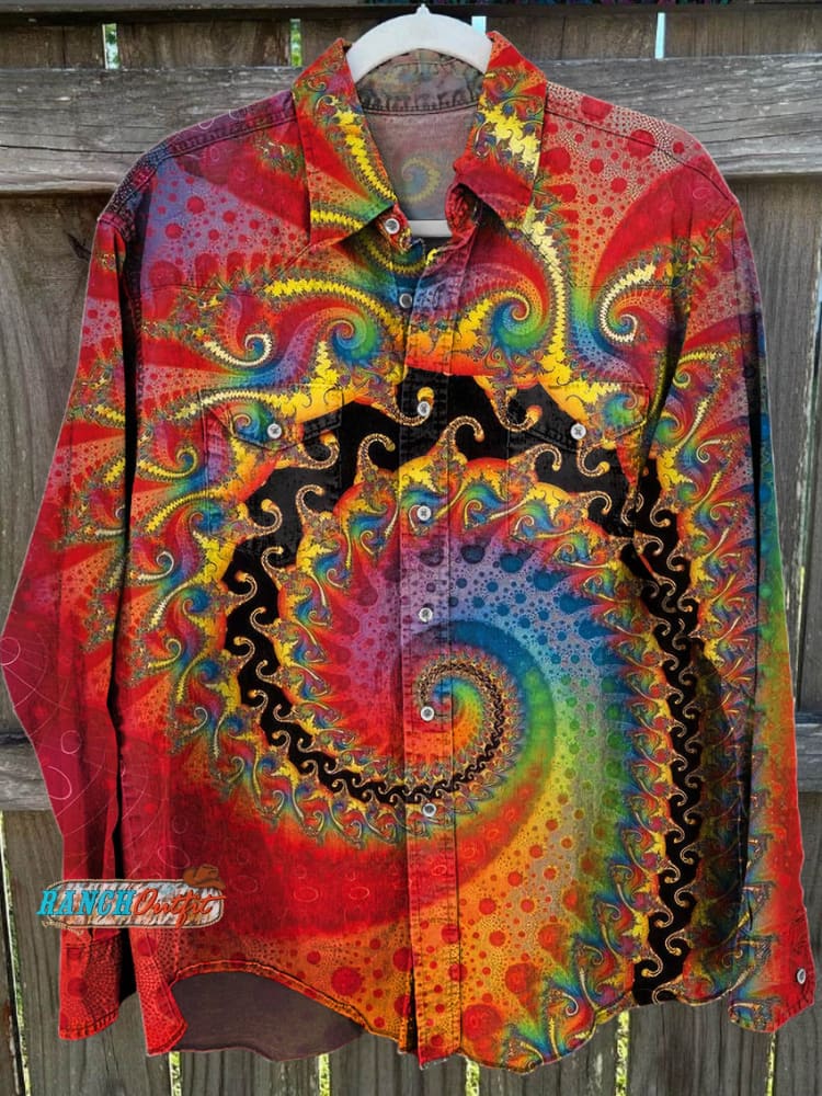 Vintage Hippie Print Casual Shirt