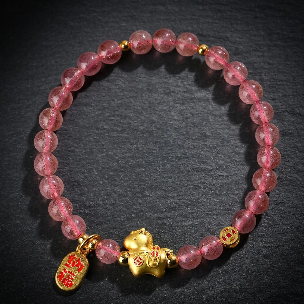 JiStones Ethereal Rose Quartz Prosperity Bracelet | 2026 Zodiac Horse Edition 6mm Radiant Rose - Prosperity Edition