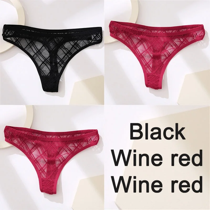 Sexy Lingerie Lace Panties Women Underwear G-String Perspective Thong Pantys Mesh Low Waist Female Briefs Intimate Underpants
