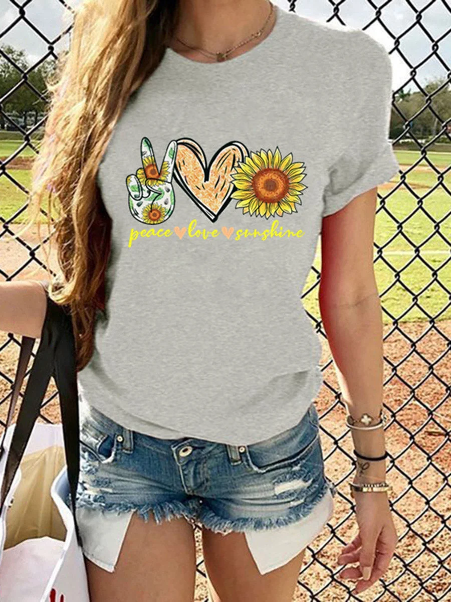 Round Neck Short Sleeves Printed T-shirt