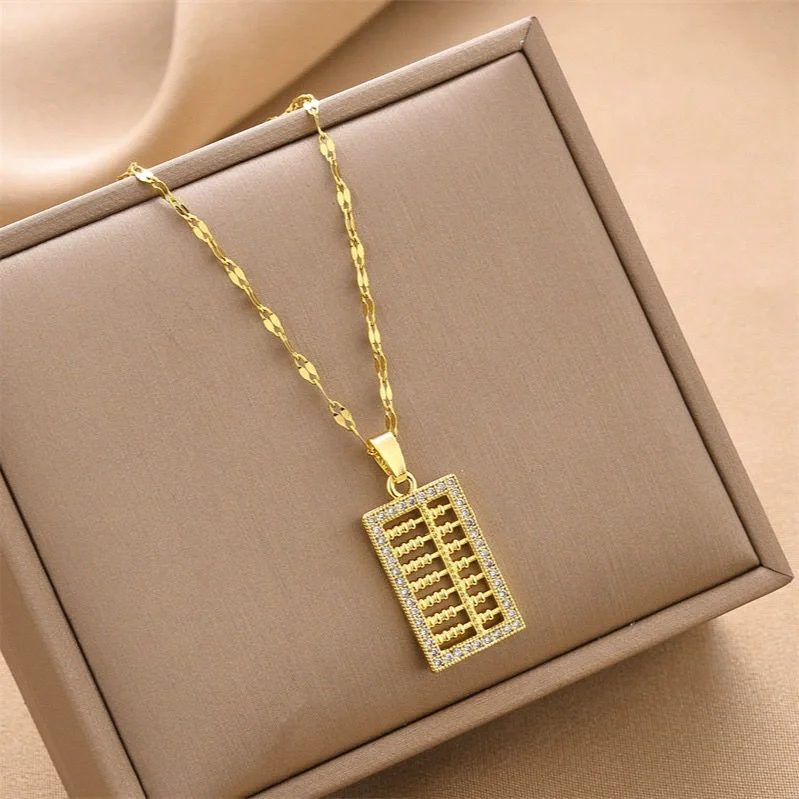 Chinese Abacus Cubic Zircon Necklace